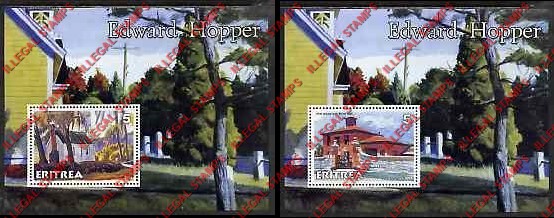 Eritrea 2001 Edward Hopper Paintings Counterfeit Illegal Stamp Souvenir Sheets of 1 Eritrea 2001 Edward Hopper Paintings Counterfeit Illegal Stamp Souvenir Sheets of 1